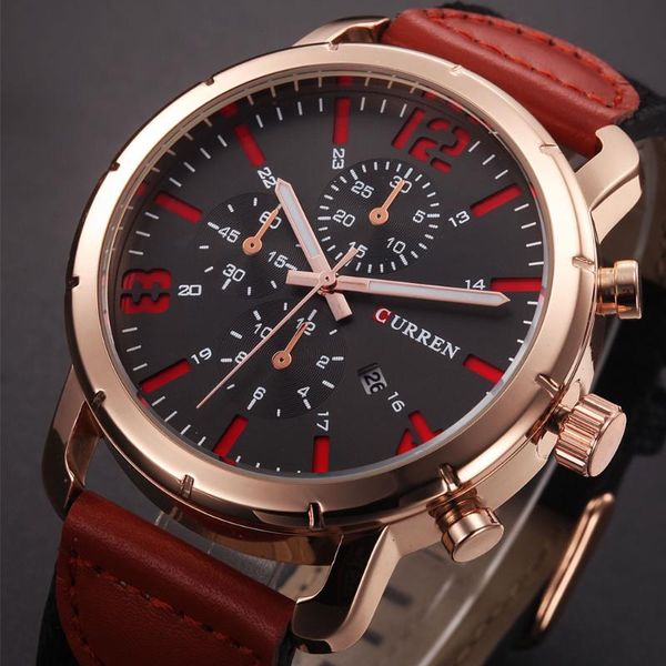 wristwatches curren mens watches sport quartz-watch leather strap clock men waterproof wristwatch relogio masculino, Slivery;brown
wristwatches curren mens watches sport quartz-watch leather strap clock men waterproof wristwatch relogio masculino, Slivery;brown