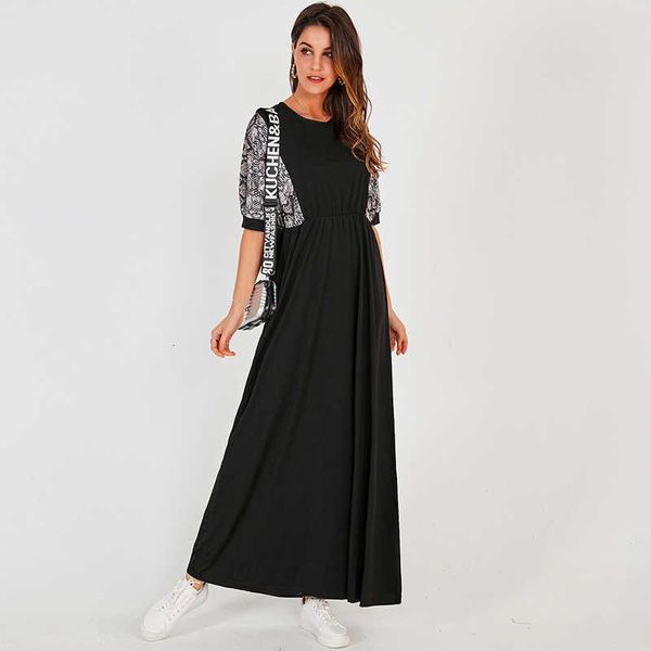 casual dresses summer women long 2021 black fashion snake print stitching elastic waist o-neck half sleeve maxi es robe cpwg, Black;gray
casual dresses summer women long 2021 black fashion snake print stitching elastic waist o-neck half sleeve maxi es robe cpwg, Black;gray