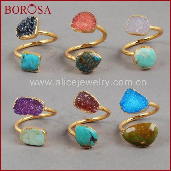 cluster rings borosa 5pcs fashion gold color natural turquoises & agates druzy ring orm blue stone adjustable jewelry g0126, Golden;silver
cluster rings borosa 5pcs fashion gold color natural turquoises & agates druzy ring orm blue stone adjustable jewelry g0126, Golden;silver