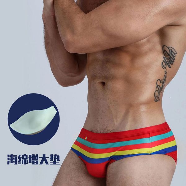 men' stripe uxh rainbow swimming pants beach surfing bikini resort triangle swimsuit, Red;black
men' stripe uxh rainbow swimming pants beach surfing bikini resort triangle swimsuit, Red;black
