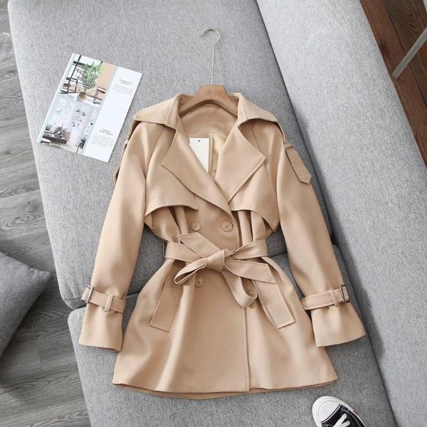 

women's trench coats the latest windbreaker jacket in autumn and winter season of fashion close-fitting pure cotton loose beautiful 3d9, Tan;black