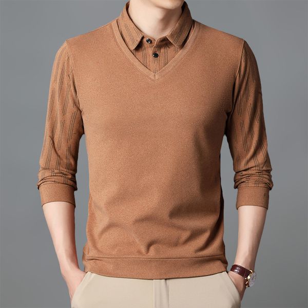 long sleeved t-shirt male father pretends in autumn and winter two lapel bottomed middle-aged men's warm thick sweater, White;black
long sleeved t-shirt male father pretends in autumn and winter two lapel bottomed middle-aged men's warm thick sweater, White;black