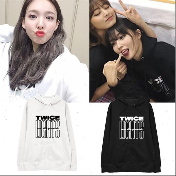 women hoodies kpop twice world tour twicelights album oversized hoodie streetwear loose hooded pullover long sleeve wy1265, Black 
women hoodies kpop twice world tour twicelights album oversized hoodie streetwear loose hooded pullover long sleeve wy1265, Black