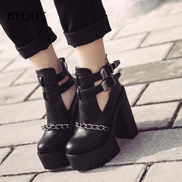 chunky heels platform woman boots metal chains double buckle ankle round head cut out punk shoes female plus 41-42, Black
chunky heels platform woman boots metal chains double buckle ankle round head cut out punk shoes female plus 41-42, Black