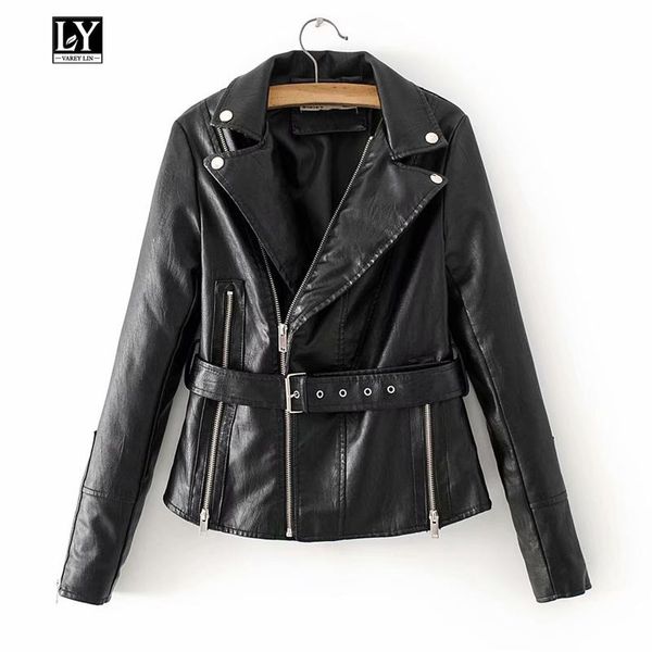 women's leather & faux ly varey lin autumn soft women jacket turn-down collar coat motorcycle zipper rivet slim outerwear, Black
women's leather & faux ly varey lin autumn soft women jacket turn-down collar coat motorcycle zipper rivet slim outerwear, Black