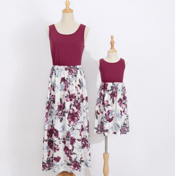 parent-child dress contrast color floral print dress very bottom long skirt, Blue
parent-child dress contrast color floral print dress very bottom long skirt, Blue
