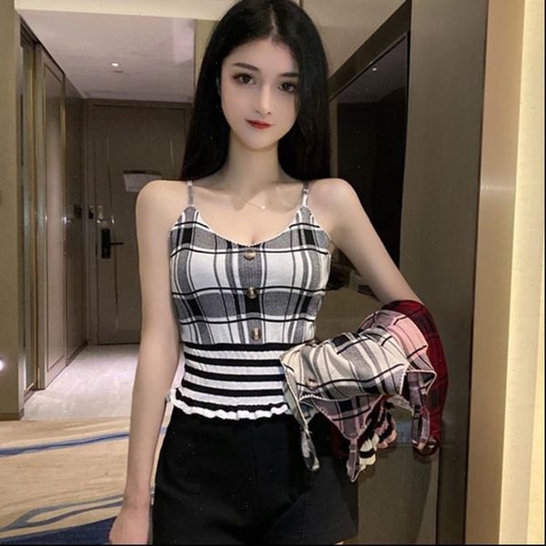 women plaid tanks knit buttons cropped club camisole knitted sleeveless ruffles sweet chic tee shirts crop, White
women plaid tanks knit buttons cropped club camisole knitted sleeveless ruffles sweet chic tee shirts crop, White