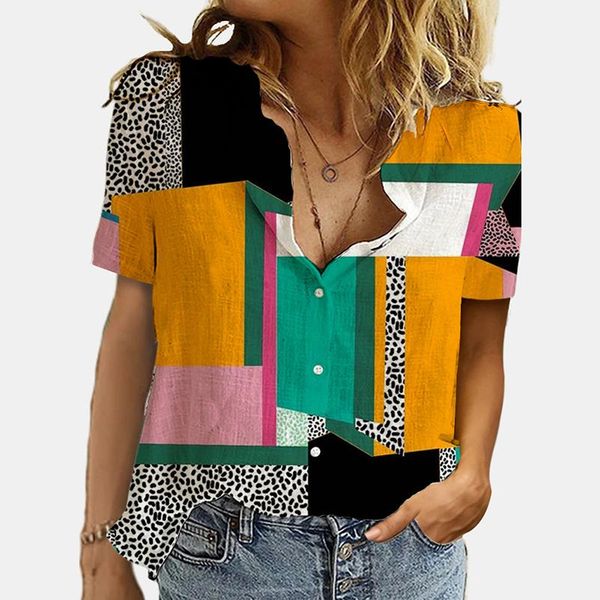 women's blouses & shirts elegant women office simple turn-down collar cartoon print casual shirt 2021 fashion summer short sleeves butt, White
women's blouses & shirts elegant women office simple turn-down collar cartoon print casual shirt 2021 fashion summer short sleeves butt, White