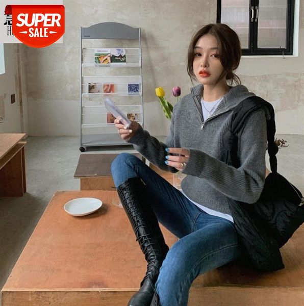 design sense salt series sweater women knitted cardigan korean style pullover half zipper two put on #sp9q, Black;gray
design sense salt series sweater women knitted cardigan korean style pullover half zipper two put on #sp9q, Black;gray