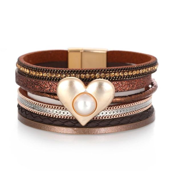 tennis amorcome women's gold pearl heart charm wide cuff bracelets for women girls bohemian multilayer leather wrap bracelet bangle, Golden;silver
tennis amorcome women's gold pearl heart charm wide cuff bracelets for women girls bohemian multilayer leather wrap bracelet bangle, Golden;silver