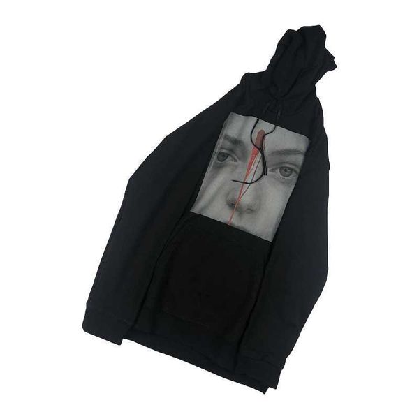 men's s christian sweet dada minority design portrait print hoodie, Black