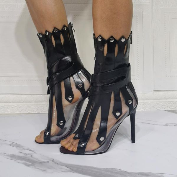 dress shoes women's faux pu leather high open toe heels stilettos sandals punk rivets see-through c130, Black
dress shoes women's faux pu leather high open toe heels stilettos sandals punk rivets see-through c130, Black