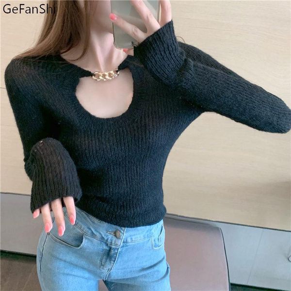 women's sweaters women autumn winter chain hollow out collar slim knitted sweater clothing bastic pullover, White;black
women's sweaters women autumn winter chain hollow out collar slim knitted sweater clothing bastic pullover, White;black