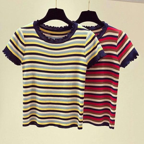 women's t-shirt ljsxls stripes knitted tshirts 2021 spring summer korean fashion o neck women short sleeve slim tee shirt femme, White
women's t-shirt ljsxls stripes knitted tshirts 2021 spring summer korean fashion o neck women short sleeve slim tee shirt femme, White