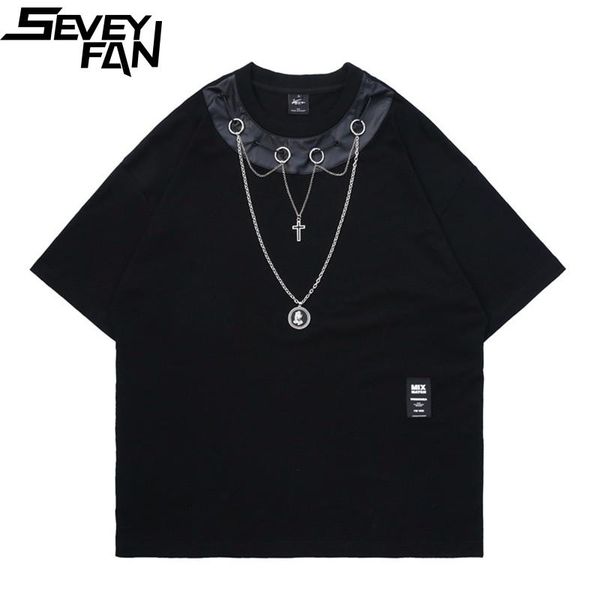 gothic chains patchwork t-shirt men's hip hop tees summer cotton for couples t-shirts, White;black
gothic chains patchwork t-shirt men's hip hop tees summer cotton for couples t-shirts, White;black