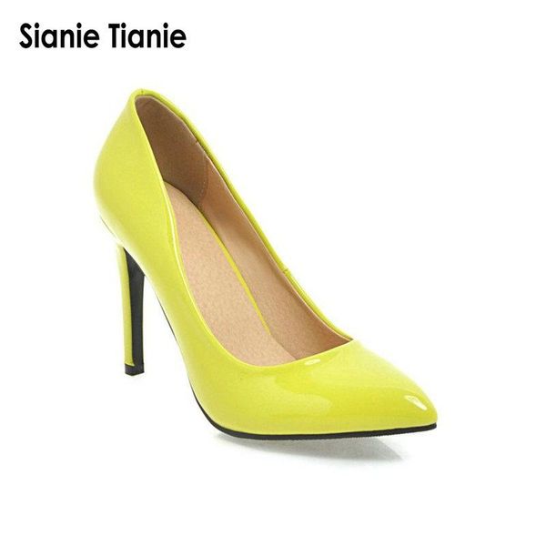 dress shoes sianie tianie yellow patent pu pump pointed toe stiletto high heel fashion candy color office lady party, Black
dress shoes sianie tianie yellow patent pu pump pointed toe stiletto high heel fashion candy color office lady party, Black