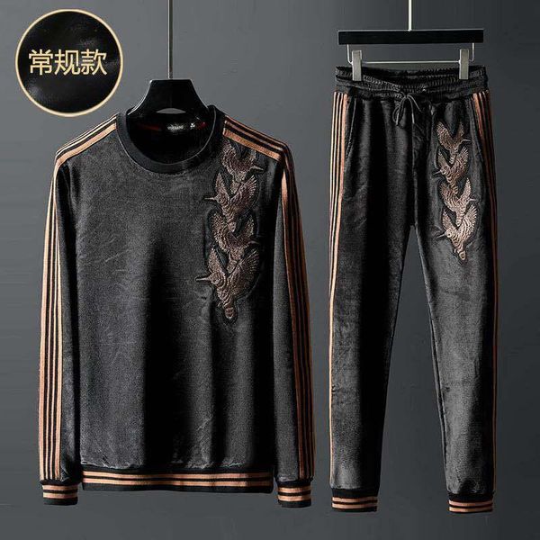men's tracksuits autumn and winter plus velvet padded sports leisure suit embroidery stitching large size sweater pants tide, Gray
men's tracksuits autumn and winter plus velvet padded sports leisure suit embroidery stitching large size sweater pants tide, Gray
