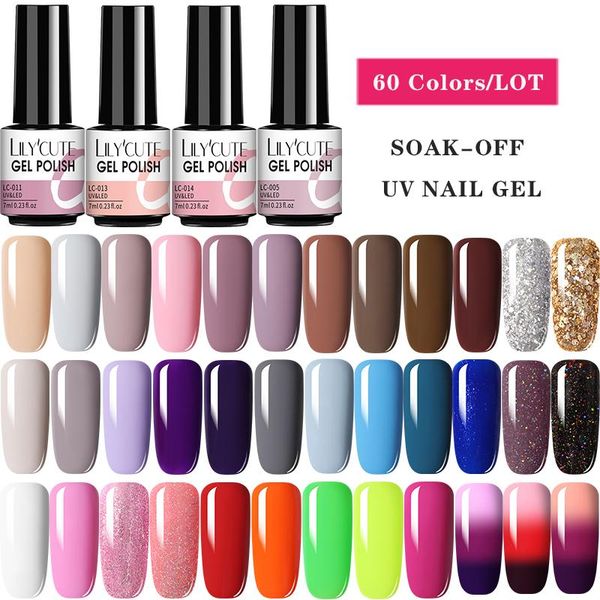 60pcs nail colors lilycute gel polish fashion glitter semi permanent hybrid varnish base coat soak off uv led diy art kits
60pcs nail colors lilycute gel polish fashion glitter semi permanent hybrid varnish base coat soak off uv led diy art kits