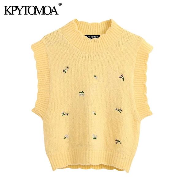 women sweet fashion floral embroidery knitted vest sweater vintage high neck sleeveless female waistcoat chic 210420, Black;white
women sweet fashion floral embroidery knitted vest sweater vintage high neck sleeveless female waistcoat chic 210420, Black;white