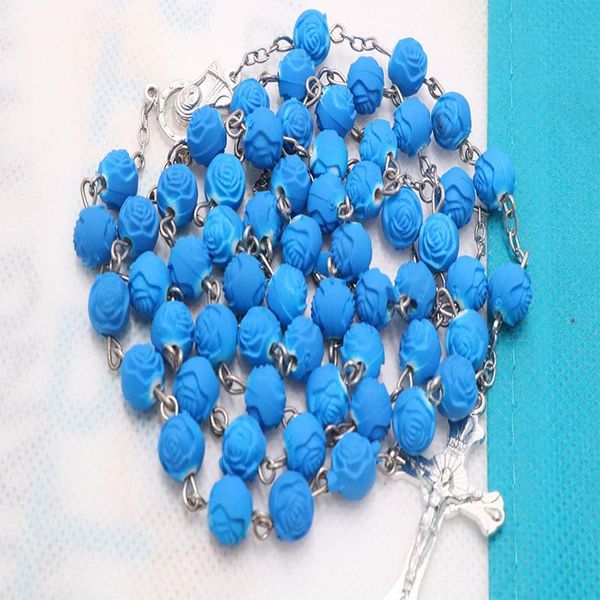 pendant necklaces blue crystal rubber necklace catholic rosary holy place infant religious cross jewelry gift, Silver
pendant necklaces blue crystal rubber necklace catholic rosary holy place infant religious cross jewelry gift, Silver