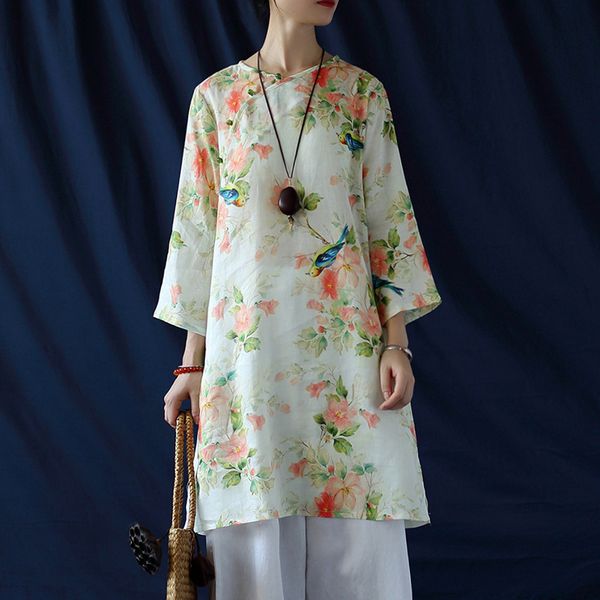 johnature women vintage print floral shirts ramie button chinese style blouses autumn v-neck seven sleeve female shirts 210521, White
johnature women vintage print floral shirts ramie button chinese style blouses autumn v-neck seven sleeve female shirts 210521, White