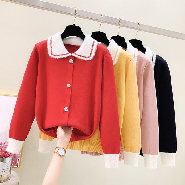 women's sweaters red black pink cute sweet female autumn clothes korean knitted for pullovers 2021 winter sweater a6560, White;black
women's sweaters red black pink cute sweet female autumn clothes korean knitted for pullovers 2021 winter sweater a6560, White;black
