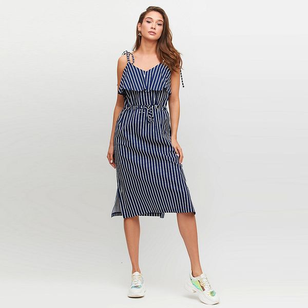 dresses women vintage striped printed sashes a-line party sleeveless v neck solid ruffles casual 2021 summer dress, Black;gray
dresses women vintage striped printed sashes a-line party sleeveless v neck solid ruffles casual 2021 summer dress, Black;gray