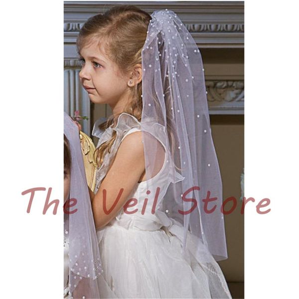 bridal veils white ivory pearls tulle little girls first communion wedding children flower veil 1t with comb voiles fille enfant, Black
bridal veils white ivory pearls tulle little girls first communion wedding children flower veil 1t with comb voiles fille enfant, Black