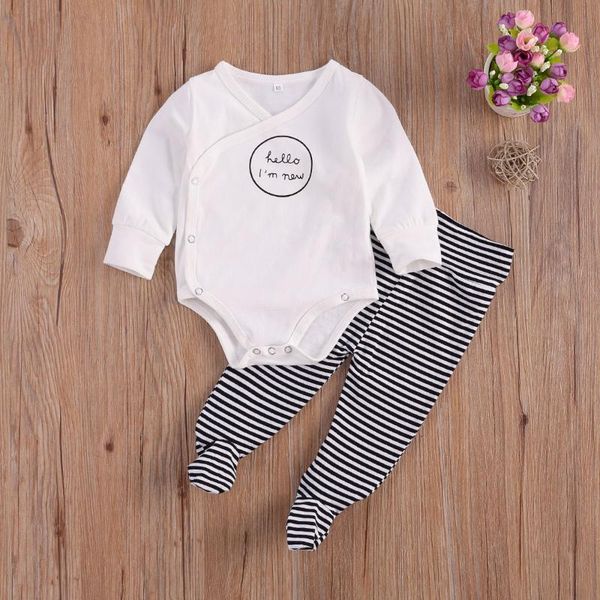 clothing sets baby & children's born boys clothes letter print long sleeve breasted romper striped footie pants, White
clothing sets baby & children's born boys clothes letter print long sleeve breasted romper striped footie pants, White