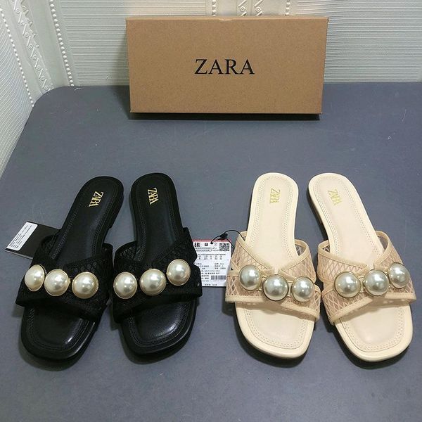 beige round head mesh cloth flat sandals 2021 spring pearl ornament open toe word with slippers women, Black
beige round head mesh cloth flat sandals 2021 spring pearl ornament open toe word with slippers women, Black