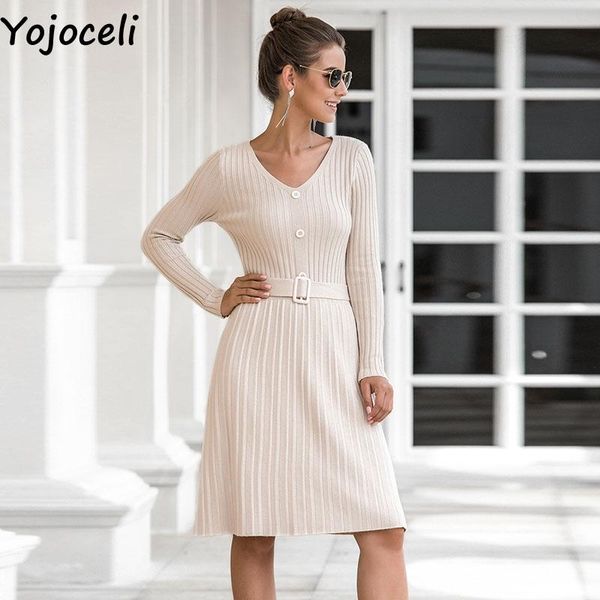 yojoceli elegant sashes button knitted dress women autumn winter warm sweater casual daily soft basic knitting dresses, Black;gray
yojoceli elegant sashes button knitted dress women autumn winter warm sweater casual daily soft basic knitting dresses, Black;gray