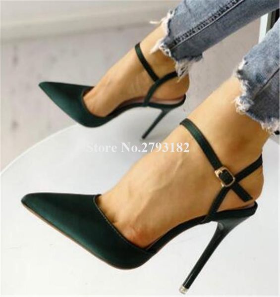 dress shoes women classical style pointed toe satin stiletto heel pumps ankle strap black green high heels formal wedding
dress shoes women classical style pointed toe satin stiletto heel pumps ankle strap black green high heels formal wedding