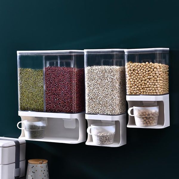 storage bottles & jars cereal dispenser plastic clear wall mounted divided rice dry food container organizer for home kitchen tools
storage bottles & jars cereal dispenser plastic clear wall mounted divided rice dry food container organizer for home kitchen tools