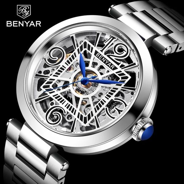 wristwatches 2021 benyar men's automatic mechanical wristwatch luxury stainless steel strap military waterproof clock relogio masculino, Slivery;brown
wristwatches 2021 benyar men's automatic mechanical wristwatch luxury stainless steel strap military waterproof clock relogio masculino, Slivery;brown