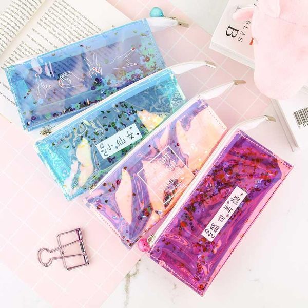 storage bags 1pcs transparent with sequin pencil case iridescent cosmetic bag stationery holder home office escolar accessori
storage bags 1pcs transparent with sequin pencil case iridescent cosmetic bag stationery holder home office escolar accessori