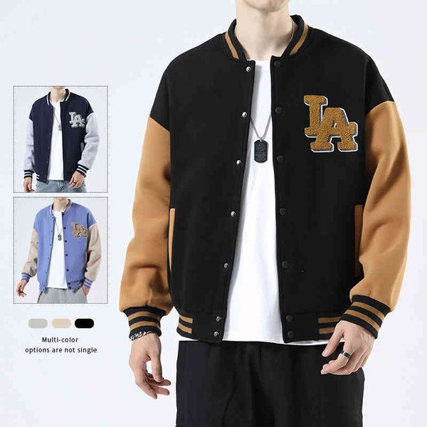 men coat men's jackets autumn fashion brand ins stitched knitted cardigan la letter embroidery korean jacket baseball, Black;brown
men coat men's jackets autumn fashion brand ins stitched knitted cardigan la letter embroidery korean jacket baseball, Black;brown