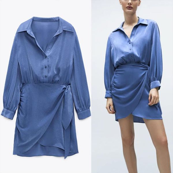 za satin effect knotted blue womens dress elegant long sleeve office mini summer dresses woman chic elastic waist vestido, Black;gray
za satin effect knotted blue womens dress elegant long sleeve office mini summer dresses woman chic elastic waist vestido, Black;gray