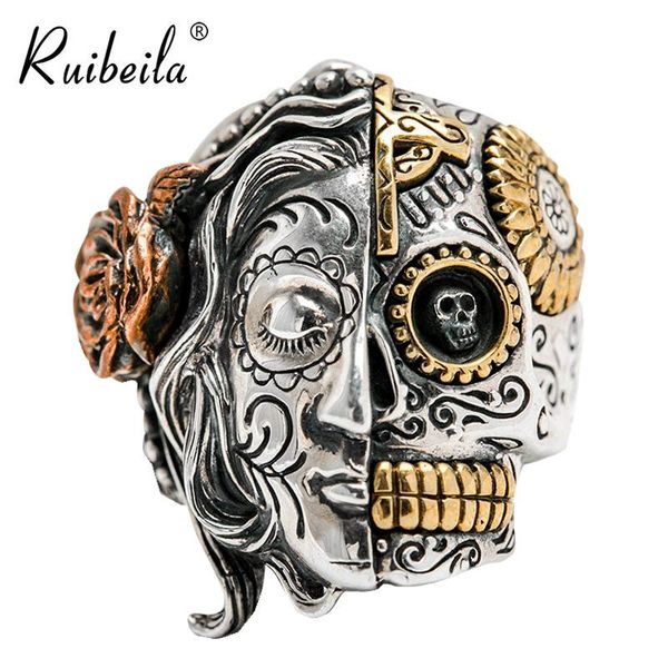 cluster rings véritable s925 argent sterling rétro punk double face crâne humain portant fleur mâle bague personnalité 2021 bijoux cadeau, Golden;silver
cluster rings véritable s925 argent sterling rétro punk double face crâne humain portant fleur mâle bague personnalité 2021 bijoux cadeau, Golden;silver