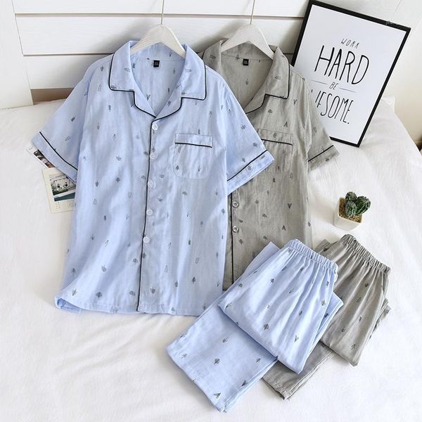 men's sleepwear spring summer short sleeve trousers pajamas set thin double-layer gauze home casual suit comfortable shirt pyjama homme, Black;brown
men's sleepwear spring summer short sleeve trousers pajamas set thin double-layer gauze home casual suit comfortable shirt pyjama homme, Black;brown