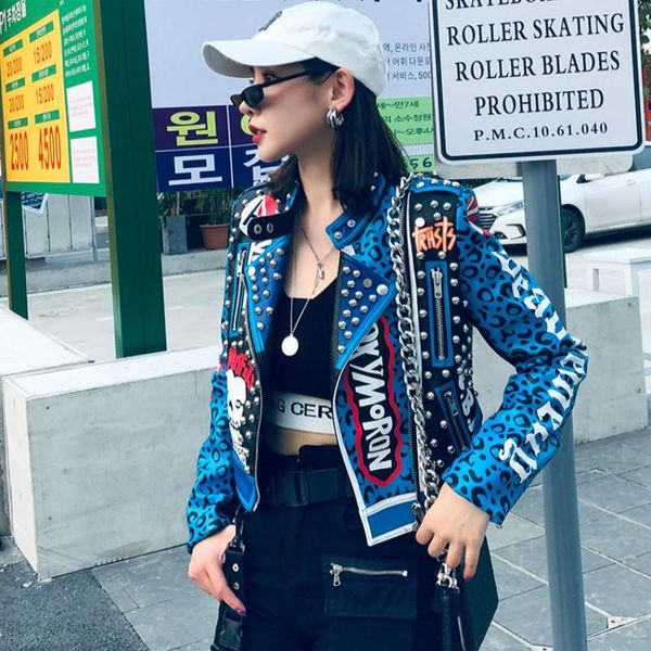 women's leather & faux bonjean rivet decoration jackets 2021 stand collar outerwear printed short for women pu coat bj3018, Black
women's leather & faux bonjean rivet decoration jackets 2021 stand collar outerwear printed short for women pu coat bj3018, Black