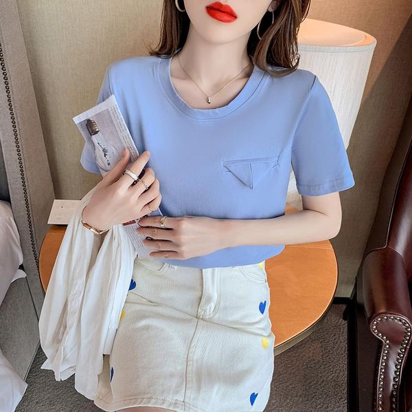 women's t-shirt 2021 o-neck summer fashion triangle fake pocket shirt t women loose short sleeve tshirt clothes, White
women's t-shirt 2021 o-neck summer fashion triangle fake pocket shirt t women loose short sleeve tshirt clothes, White