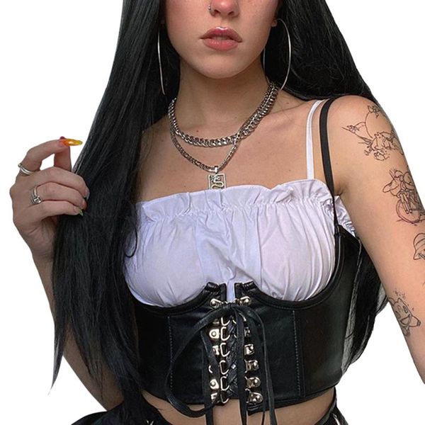 belts women hook lace up punk style tank streetwear gothic dark pu leather crop cummerbunds corset to wear out, Black;brown
belts women hook lace up punk style tank streetwear gothic dark pu leather crop cummerbunds corset to wear out, Black;brown