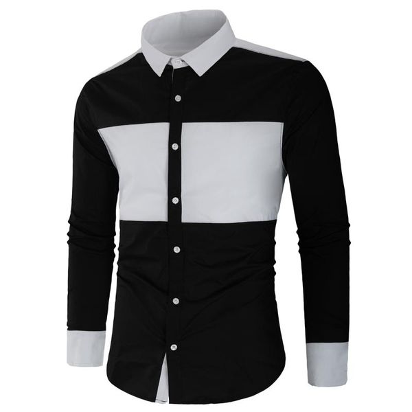 men's casual shirts dress men fashion cotton long-sleeve camisa masculina slim fit social patchwork white shirt 2021, White;black
men's casual shirts dress men fashion cotton long-sleeve camisa masculina slim fit social patchwork white shirt 2021, White;black