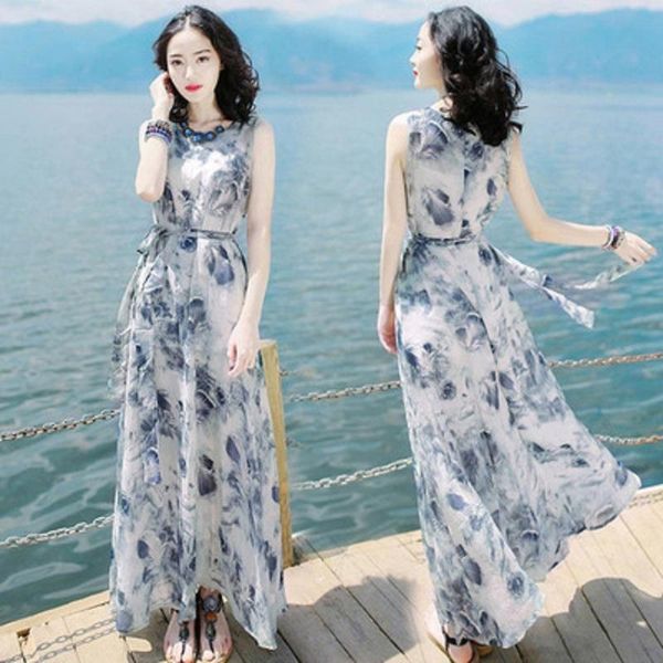 casual dresses summer women's dress slim sleeveless printed bohemian long skirt holiday beach, Black;gray
casual dresses summer women's dress slim sleeveless printed bohemian long skirt holiday beach, Black;gray
