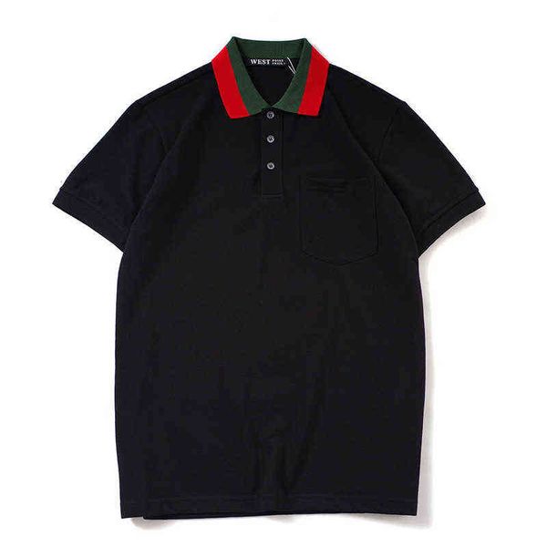 high novelty embroidered green red stripe collar fashion casual polo shirts shirt skateboard cotton polos tee l25 220124, White;black
high novelty embroidered green red stripe collar fashion casual polo shirts shirt skateboard cotton polos tee l25 220124, White;black