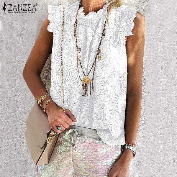 women's blouses & shirts zanzea summer lace crochet tanks elegant women sleeveless blouse casual floral shirt solid party club blusas, White
women's blouses & shirts zanzea summer lace crochet tanks elegant women sleeveless blouse casual floral shirt solid party club blusas, White