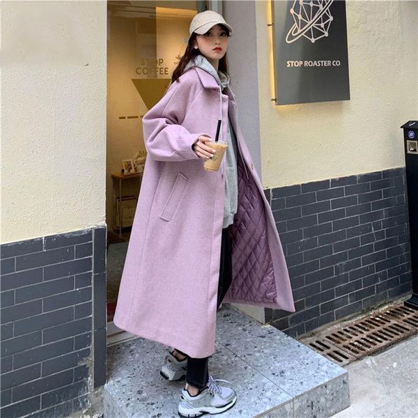 women's wool & blends 2021 winter female stylish solid single breasted long thicken korean students high street sweet warm coats, Black
women's wool & blends 2021 winter female stylish solid single breasted long thicken korean students high street sweet warm coats, Black