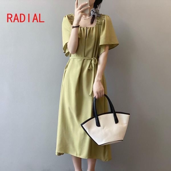 party dresses flare sleeve square collar dress women's 2021 summer korean casual loose lace up long punk rave, White;black
party dresses flare sleeve square collar dress women's 2021 summer korean casual loose lace up long punk rave, White;black