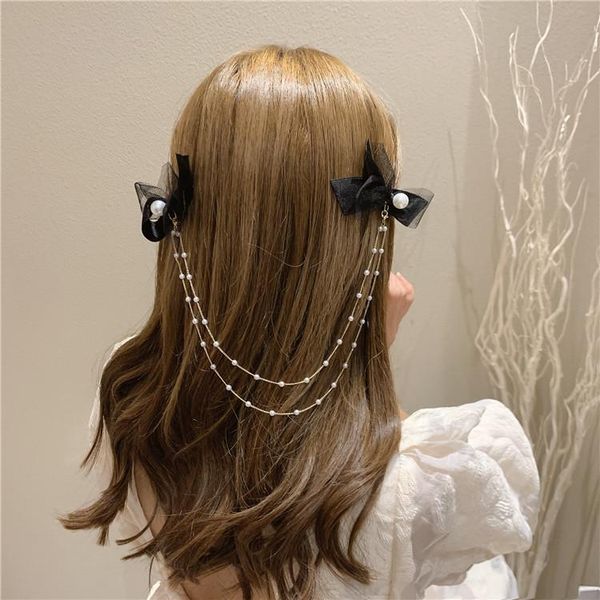 hair accessories so beautiful princess cute girl black mesh bow knot white pearls hairpins long chain tassels
hair accessories so beautiful princess cute girl black mesh bow knot white pearls hairpins long chain tassels