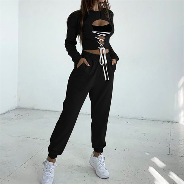 omsj women autumn winter hollow out lace up long sleeve crop sweatpants streetwear loungewear tracksuits outfit clothes 210517, White
omsj women autumn winter hollow out lace up long sleeve crop sweatpants streetwear loungewear tracksuits outfit clothes 210517, White